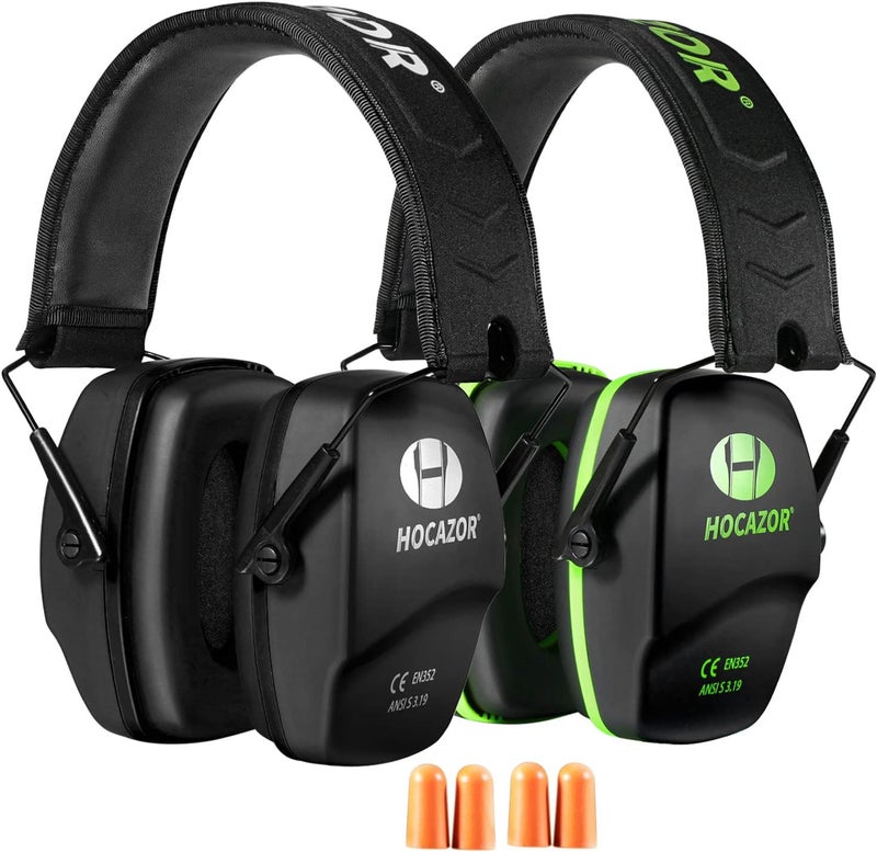 Hocazor Shooting Ear Protection NRR 26dB Suit for Shooters Hunting Range Racing Concert Sports Events Airports - Black&Green HO1006 - Image 1